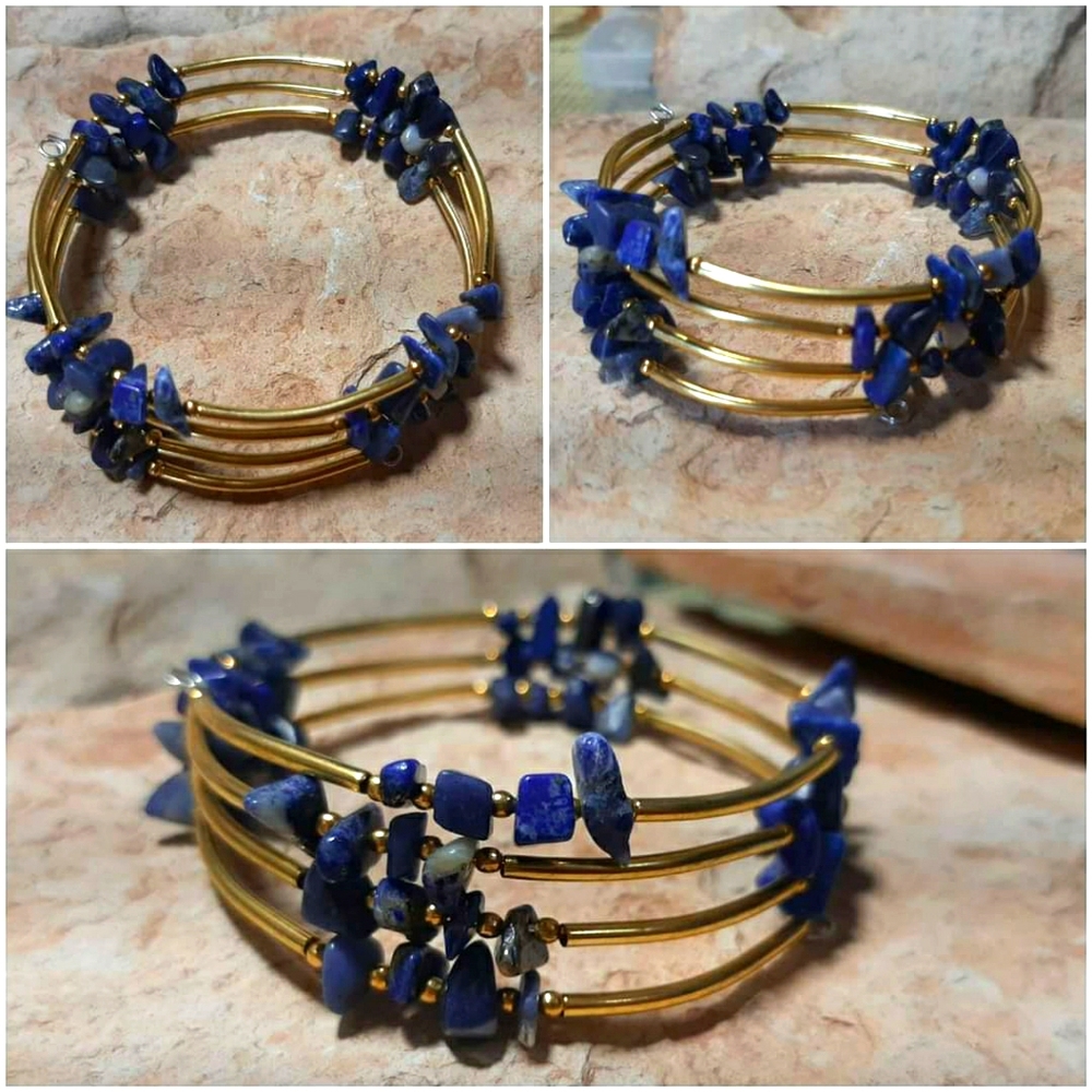 Lapis memory wire bracelet